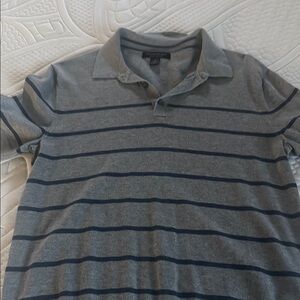 Banana Republic Polo Shirt Gray and Blue Knit Stripes